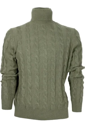 CASHMERE COMPANY Homme, Pulls, Vert, Taille: L Pull Col Roulé Slim Fit en Cachemire et Laine pour Homme Vert