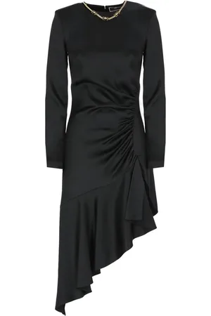 Elisabetta Franchi Femme, Robes, Noir, Taille: 36 FR Robe en Crêpe Noire à Ourlet Asymétrique