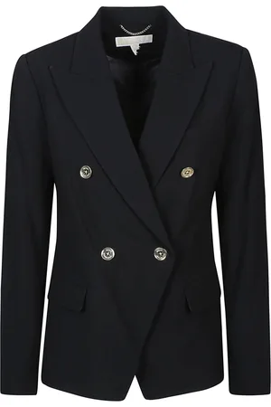 Michael Kors Femme, Vestes, Noir, Taille: 38 FR Blazer Noir à Double Boutonnage et Revers