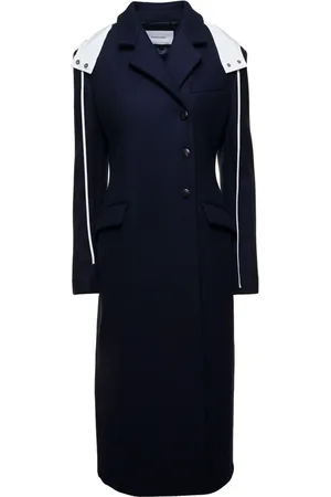 Salvatore Ferragamo Femme, Manteaux, Bleu, Taille: 36 FR Manteau long bleu slim fit avec revers classiques et capuche