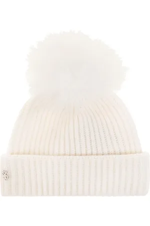 YVES SALOMON Femme, Accessoires, Blanc, Taille: ONE Size Bonnet avec Logo