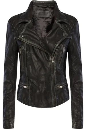 AllSaints Femme, Vestes, Noir, Taille: 38 FR Veste en cuir de cargaison