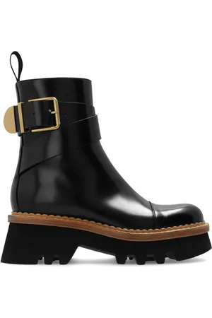 Chloé Femme, Chaussures, Noir, Taille: 37 EU Bottines en cuir ‘Owena’