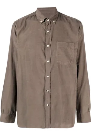 OFFICINE GENERALE Homme, Chemises, Brun, Taille: M Chemise en Coton/Lyocell avec Poche Poitrine