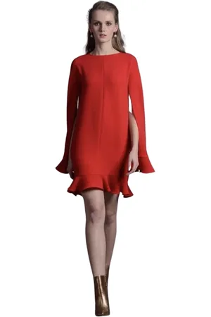 MOSKADA Femme, Robes, Rouge, Taille: 40 FR Élégante Robe Courte Rouge à Manches Longues