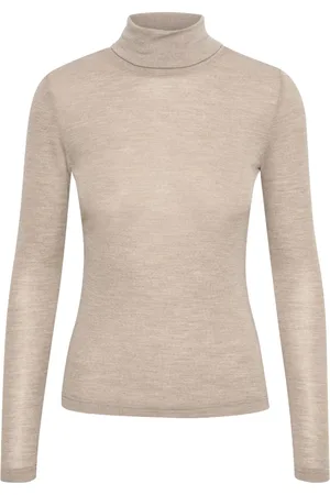 Gestuz Femme, Pulls, , Taille: 34 FR Top Col Roulé en Laine Melange Sable