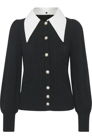 Gestuz Femme, Pulls, Noir, Taille: 40 FR Cardigan à Col Rayé Sophistiqué
