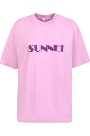 SUNNEI Femme, Tops, Violet, Taille: 36 FR T-shirt violet en coton avec logo brodé