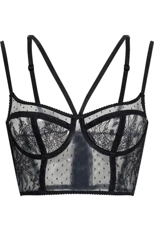 Dolce & Gabbana Femme, Tops, Noir, Taille: 38 FR Corset en dentelle