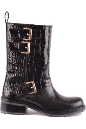 Dsquared2 Femme, Chaussures, Noir, Taille: 36 EU Bottes Hautes Sophistiquées à Motif Crocodile
