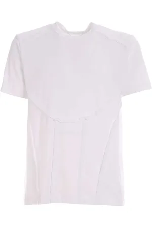 Comme des Garçons Homme, Tops, Blanc, Taille: L T-shirt Blanc Côtelé avec Coutures Inversées