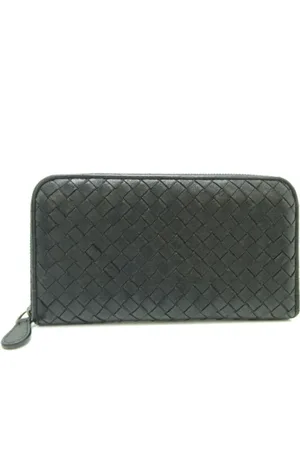 Bottega Veneta Unisex, Pre-owned, Noir, Taille: ONE Size Portefeuille en Cuir Noir d`Occasion
