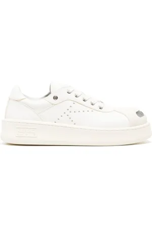 Kenzo Homme, Chaussures, Blanc, Taille: 44 EU Baskets Basses en Cuir Blanc