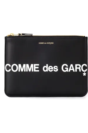 Comme des Garçons Unisex, Accessoires, Noir, Taille: ONE Size Portefeuille en cuir noir avec logo imposant