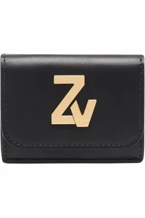 Zadig & Voltaire Femme, Accessoires, Noir, Taille: ONE Size Portefeuille en cuir noir avec logo ZV