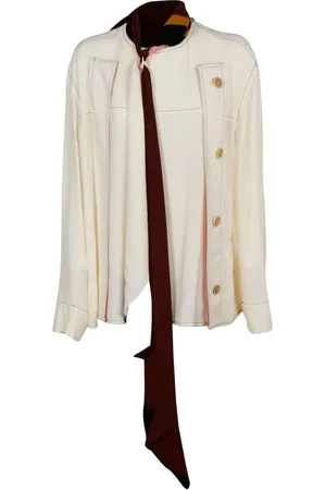 Marni Femme, Blouses et Chemises, Blanc, Taille: 38 FR Chemisier Blanc avec Tissu Détaillé