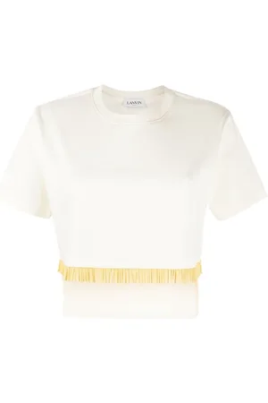 Lanvin Femme, Tops, Blanc, Taille: 38 FR T-Shirt Court à Franges