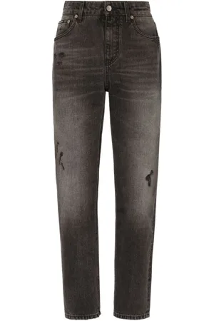 Dolce & Gabbana Femme, Jeans, Gris, Taille: 36 FR Jean en Denim avec Fermeture Éclair et Bouton