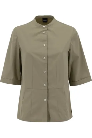Aspesi Femme, Blouses et Chemises, , Taille: 36 FR Blouse en Popeline de Coton à Col Mandarin