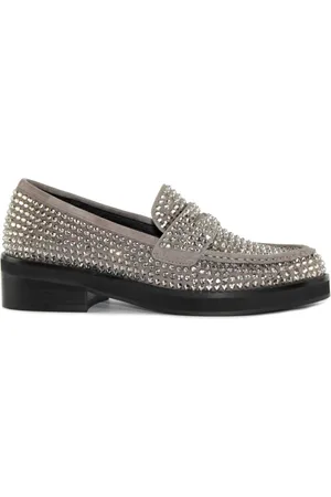 Bibi Lou Femme, Chaussures, Gris, Taille: 36 EU Mocassin en Daim Gris Swarovski