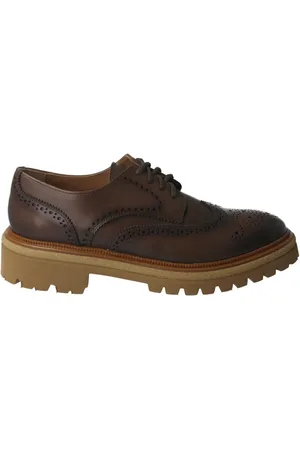 Calce Femme, Chaussures, Brun, Taille: 38 EU Chaussure en Cuir Marron à Lacets pour Femme