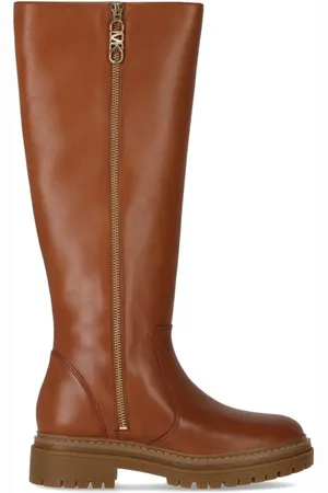 Michael Kors Femme, Chaussures, Brun, Taille: 40 1/2 EU Bottine Regan Marron Clair avec Fermeture Éclair Logo