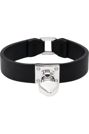 AMBUSH Femme, Accessoires, Noir, Taille: ONE Size Bracelet en Cuir avec Cœur Argenté