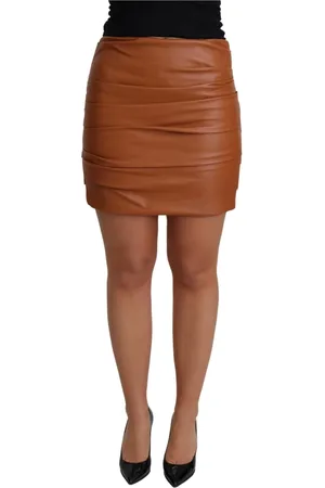 Dolce & Gabbana Femme, Jupes, Brun, Taille: 38 FR Jupe Courte en Cuir