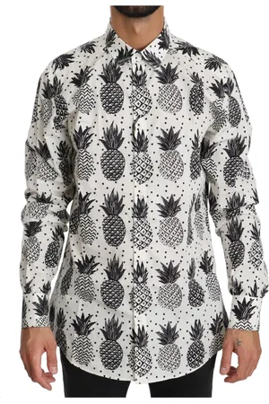 Dolce & Gabbana Homme, Chemises, Blanc, Taille: S Chemise Blanche en Coton Ananas