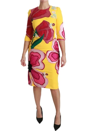 Dolce & Gabbana Femme, Robes, Multicolore, Taille: 36 FR Robe Fourreau en Cristal Floral