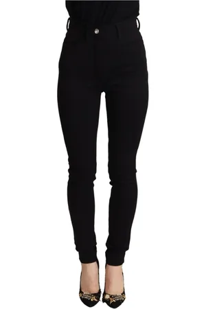 Dolce & Gabbana Femme, Jeans, Noir, Taille: 36 FR Pantalon Skinny Noir à Taille Haute