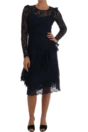 Dolce & Gabbana Femme, Robes, Bleu, Taille: 36 FR Robe Fourreau en Dentelle Bleue à Motif Floral