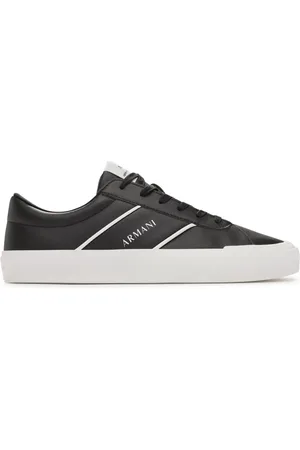 Armani Exchange Homme, Chaussures, Noir, Taille: 44 1/2 EU Baskets basses en cuir PU