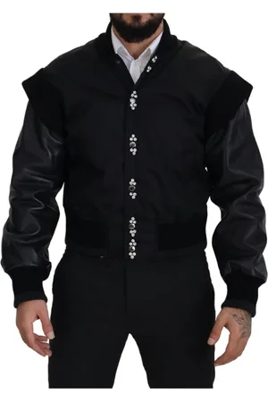 Dolce & Gabbana Homme, Vestes, Noir, Taille: S Bomber en Nylon Noir avec Cristaux