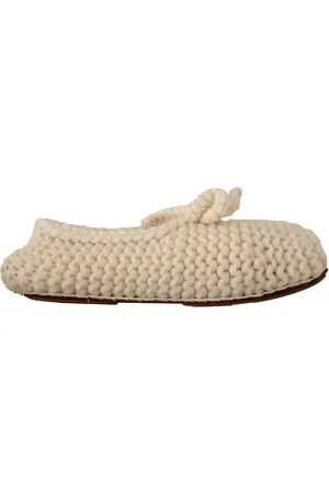 Dolce & Gabbana Femme, Chaussures, Blanc, Taille: 40 EU Élégantes Ballerines en Laine Tricotée