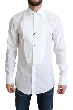Dolce & Gabbana Homme, Chemises, Blanc, Taille: XL Chemise Homme Classique en Popeline de Coton avec Col Blanc