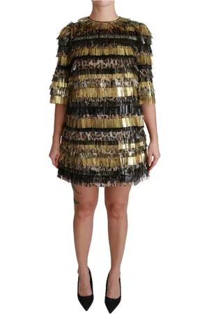 Dolce & Gabbana Femme, Robes, Noir, Taille: 36 FR Robe Mini Leopard Shift