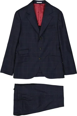 Brunello Cucinelli Homme, Costumes, Bleu, Taille: S Costume en laine avec fermeture boutonnée et fermeture éclair