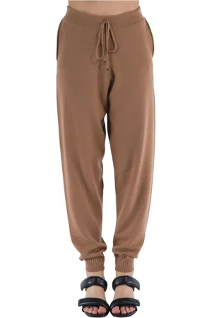 Stella McCartney Femme, Pantalons, Brun, Taille: 36 FR Pantalon Marron en Mélange de Laine
