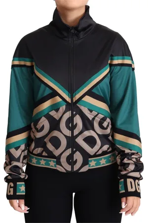 Dolce & Gabbana Femme, Vestes, Noir, Taille: 36 FR Blouson bomber multicolore Logo Mania