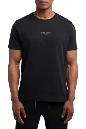 Carlo Colucci Homme, Tops, Noir, Taille: XL T-shirt Basique Homme Noir - Style C2776
