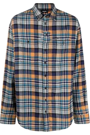 Dsquared2 Homme, Chemises, Bleu, Taille: S Chemise à Carreaux Bleue et Jaune