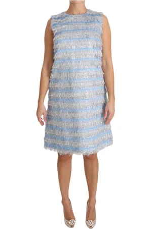 Dolce & Gabbana Femme, Robes, Bleu, Taille: 36 FR Robe élégante à franges pour occasions spéciales