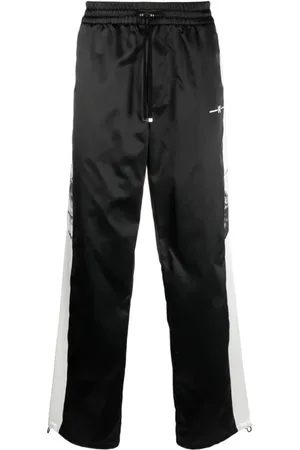 AMIRI Homme, Pantalons, Noir, Taille: L Pantalon de survêtement en coton noir avec bandes latérales contrastantes
