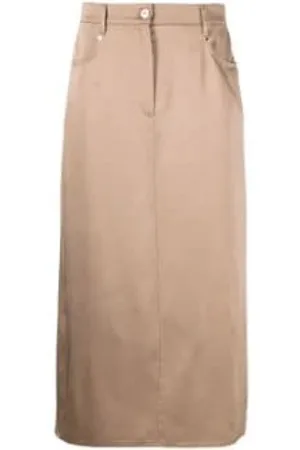 Brunello Cucinelli Femme, Jupes, Brun, Taille: 38 FR Jupe Midi en Satin