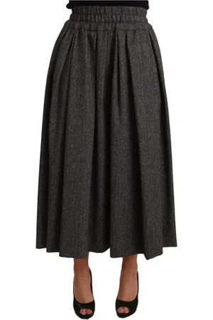 Dolce & Gabbana Femme, Jupes, Gris, Taille: 36 FR Jupe Grise en Laine à Taille Haute et Coupe A-ligne