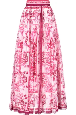 Dolce & Gabbana Femme, Jupes, Rose, Taille: 36 FR Jupe Maxi Rose en Soie pour Femmes