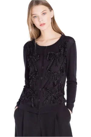 Twin-Set Femme, Pulls, Noir, Taille: 36 FR Cardigan noir brodé