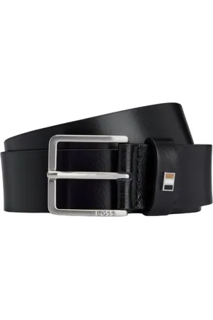 HUGO BOSS Homme, Accessoires, Noir, Taille: 115 CM Ceinture en cuir noir avec détail métallique