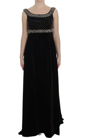 Dolce & Gabbana Femme, Robes, Noir, Taille: 36 FR Robe Marron en Velours avec Cristaux